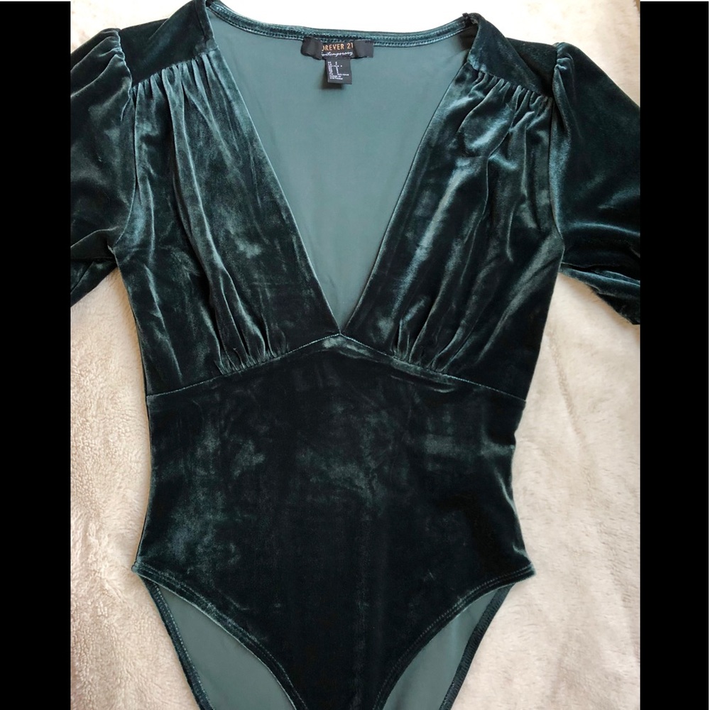 Beautiful Dark Emerald Green Velvet bodysuit
